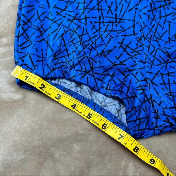 Maxine of Hollywood Vintage One Piece Button Front Blue Black Swimsuit Size 12 - Picture 8 of 10